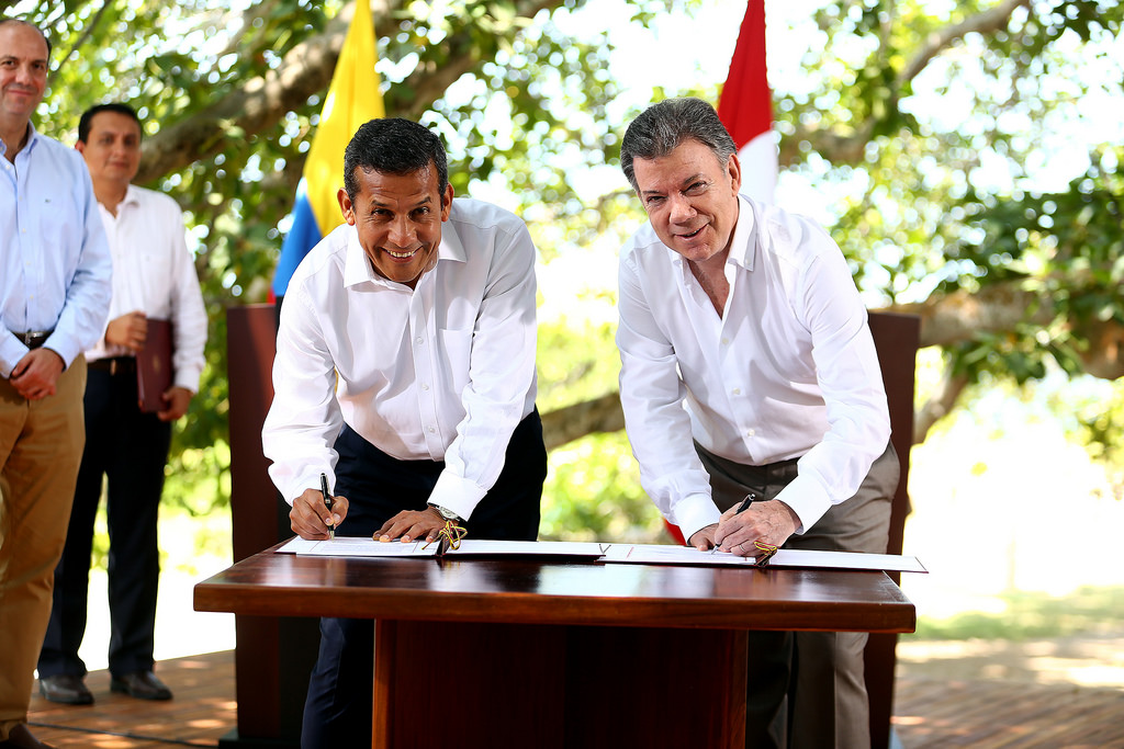 Mandatarios Humala y Santos firmaron importante declaración de integración y cooperación entre Perú y Colombia