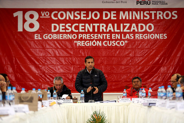 Presidente Humala: “En el 18° Consejo de Ministros Descentralizado se trazan los ejes de desarrollo para Cusco”
