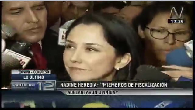 Declaraciones, Nadine Heredia al su salida del Congreso