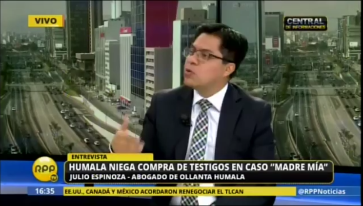 Julio Espinoza, abogado de Ollanta Humala sobre los audios en el caso Madre Mía.